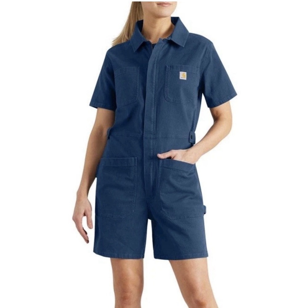 Carhartt Women's TENCEL Rugged Flex Twill SS Shortall S 4-6 NEW BS6906-W BLUE